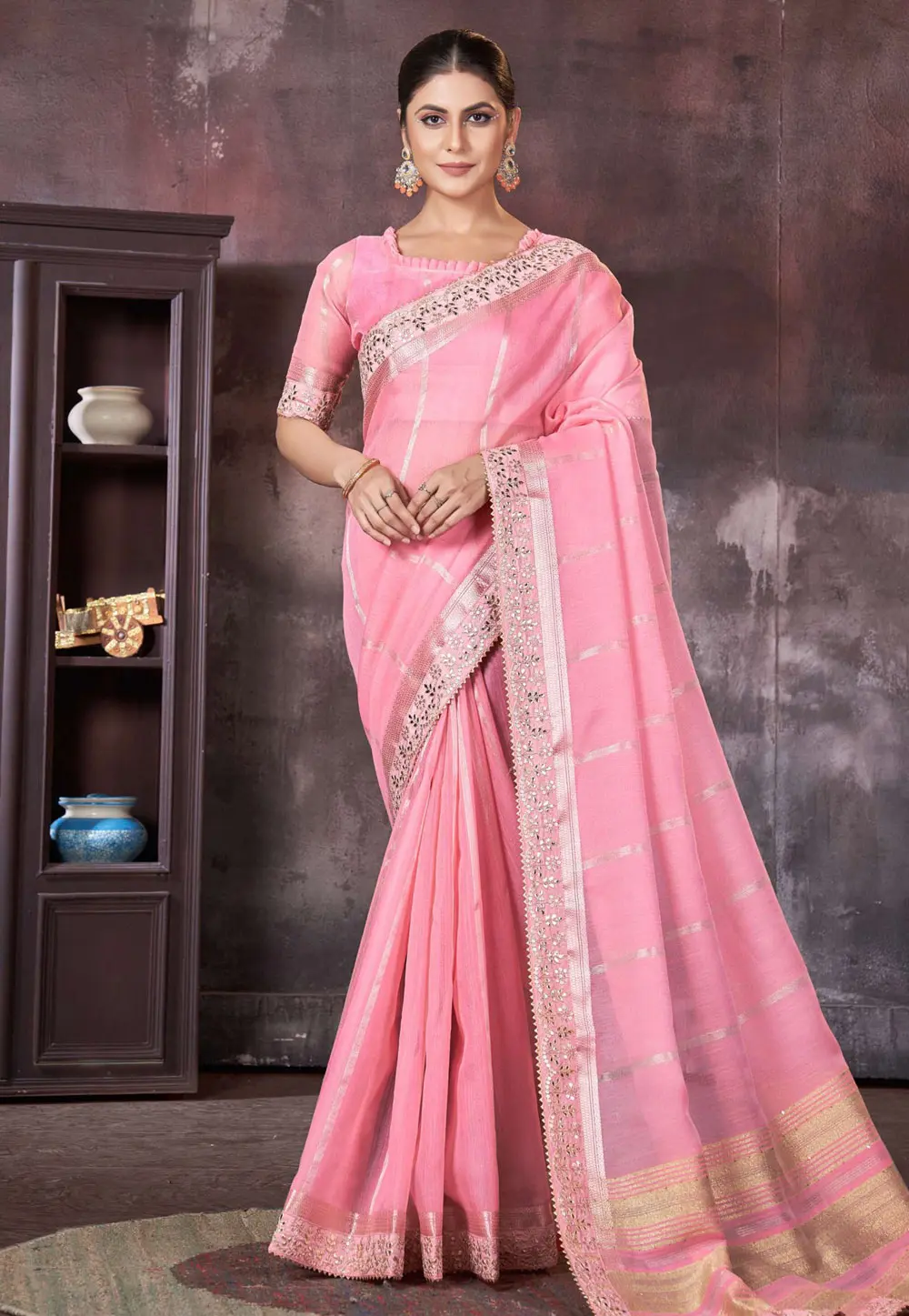 Pink Silk Saree With Blouse 301741