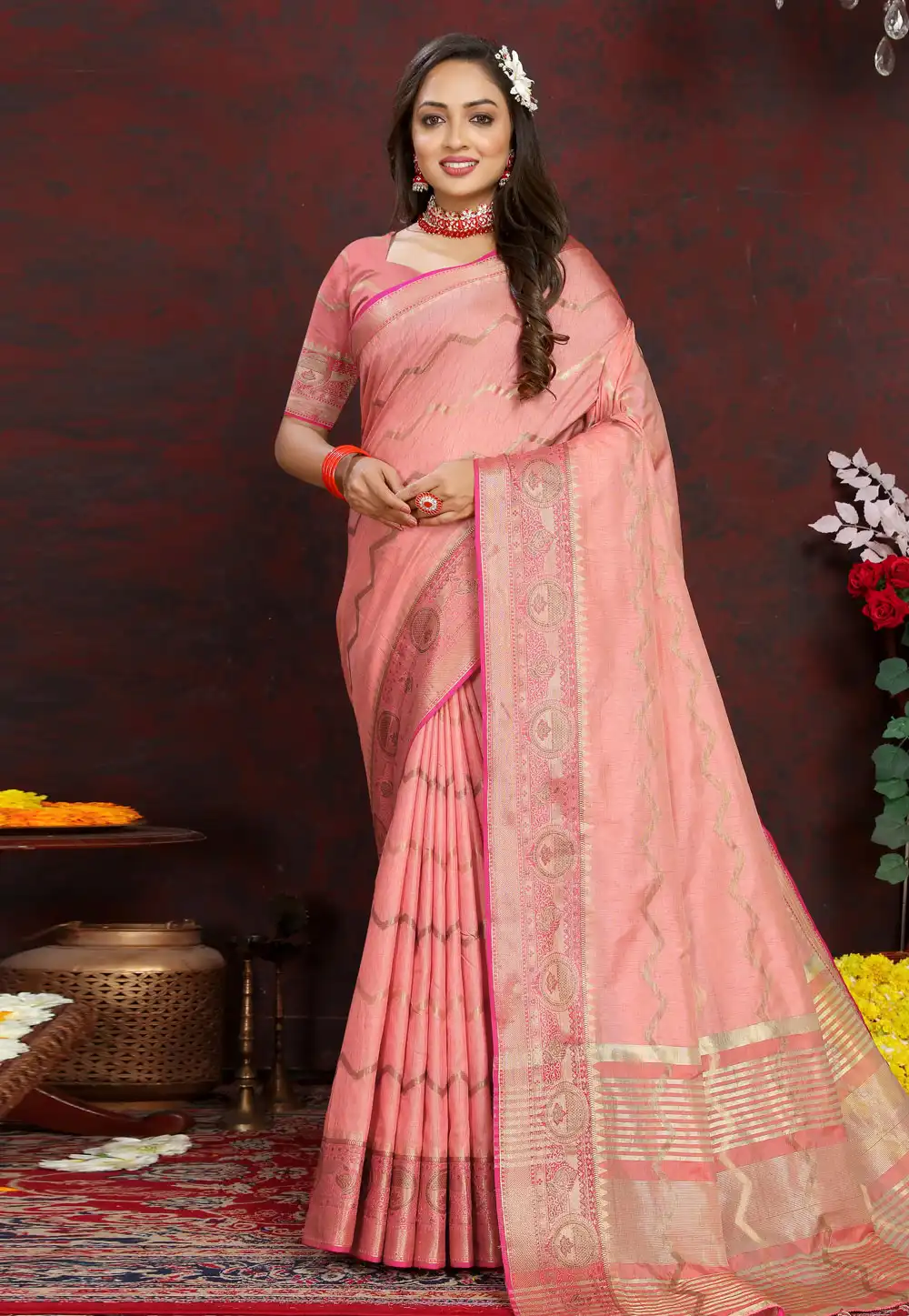 Pink Silk Saree With Blouse 290860