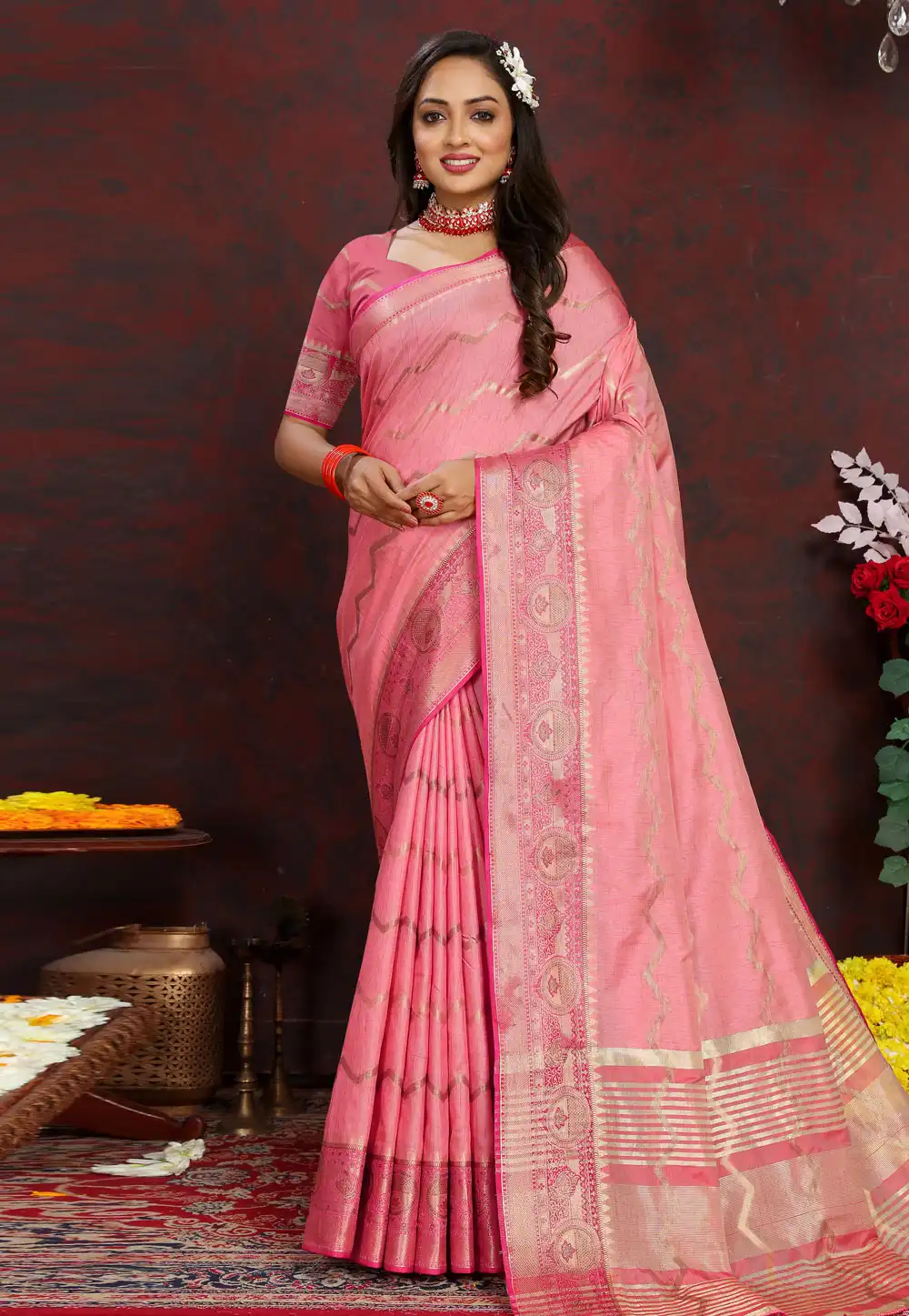 Pink Silk Saree With Blouse 290865