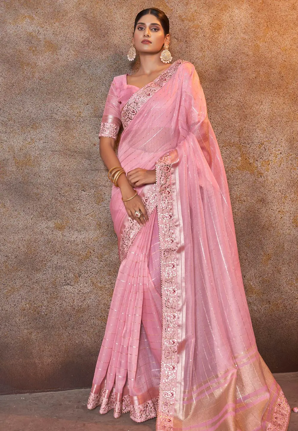 Pink Silk Saree With Blouse 301734