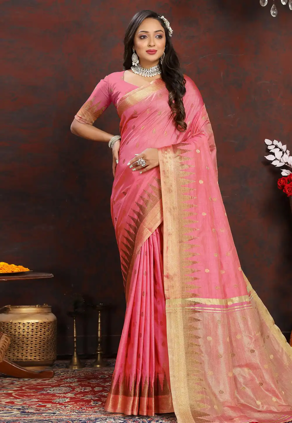 Pink Silk Saree With Blouse 290871