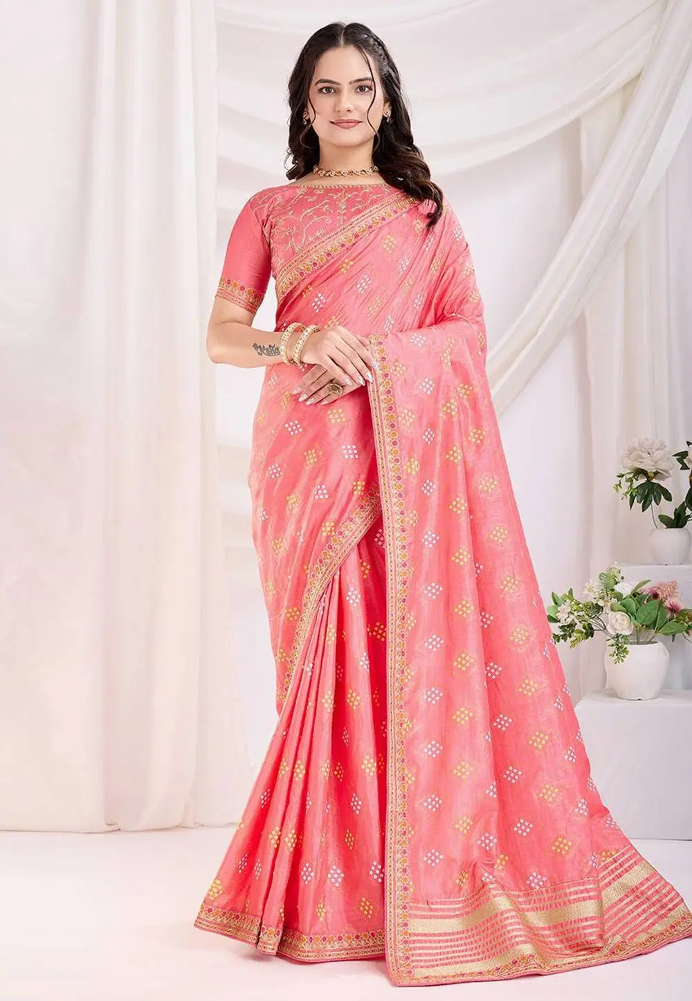 Pink Silk Saree With Blouse 304165