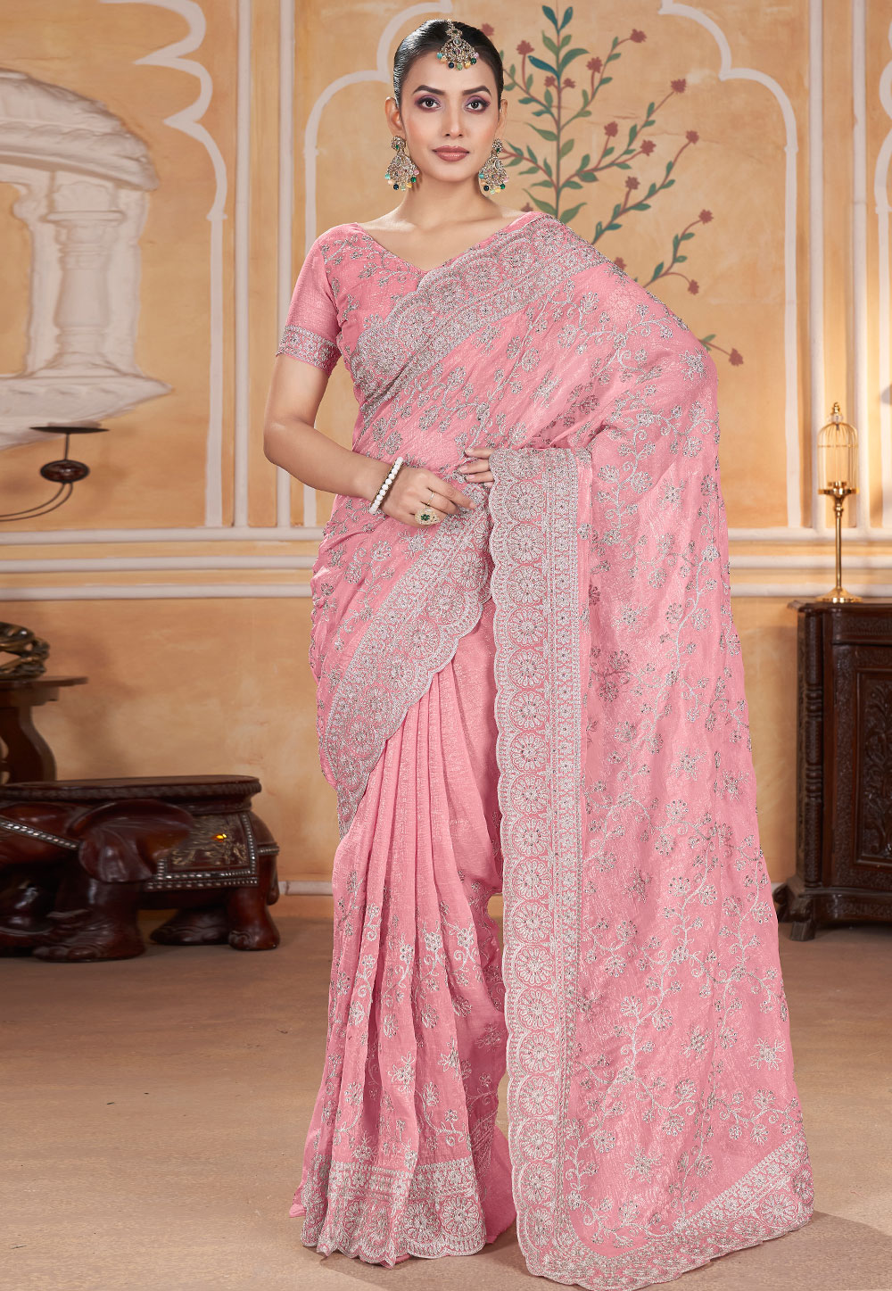 Pink Silk Saree With Blouse 309408