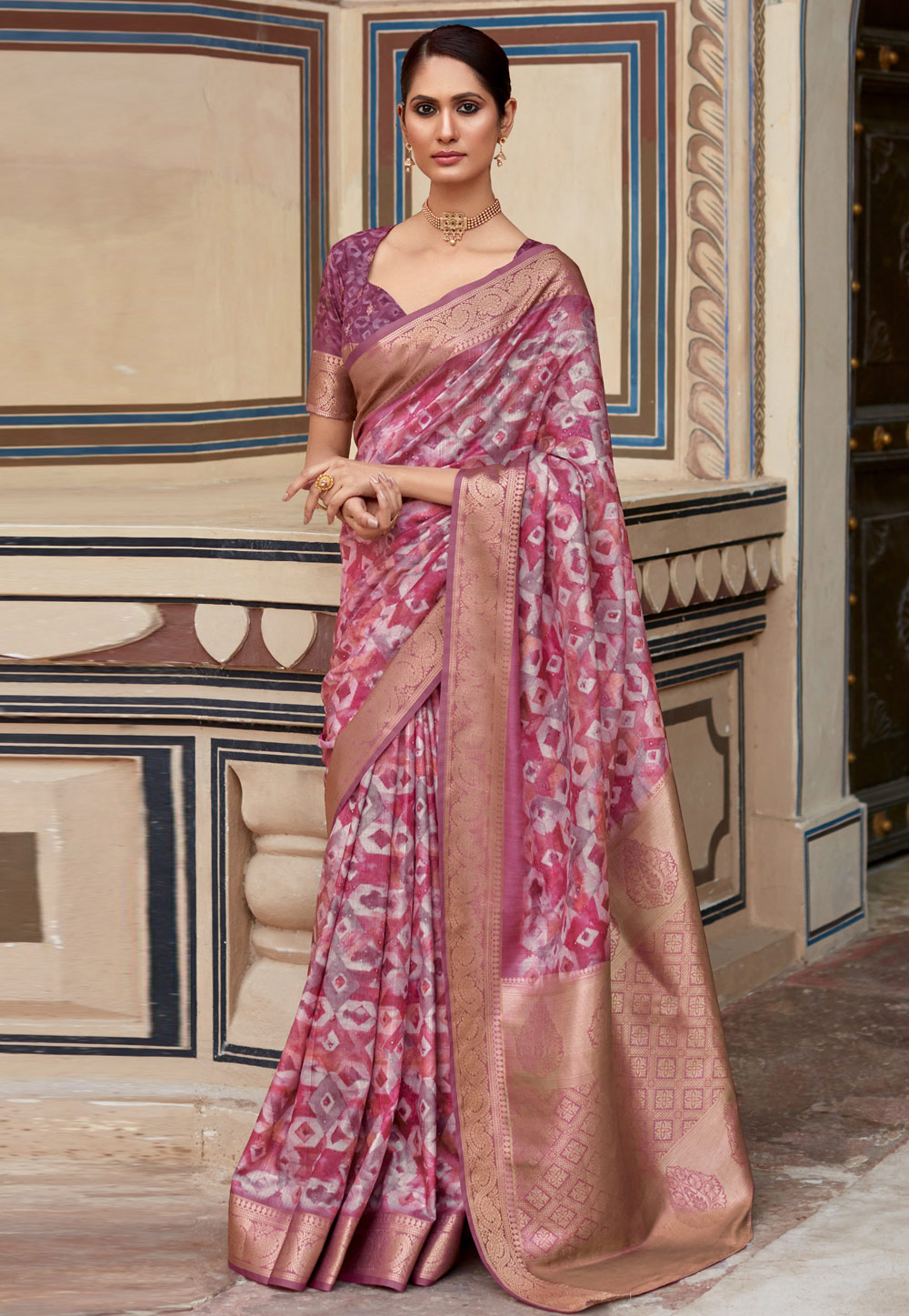 Pink Silk Saree With Blouse 310404