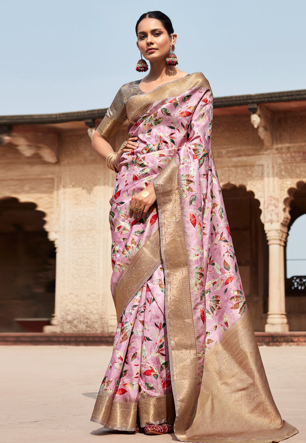 Pink Silk Saree With Blouse 279267
