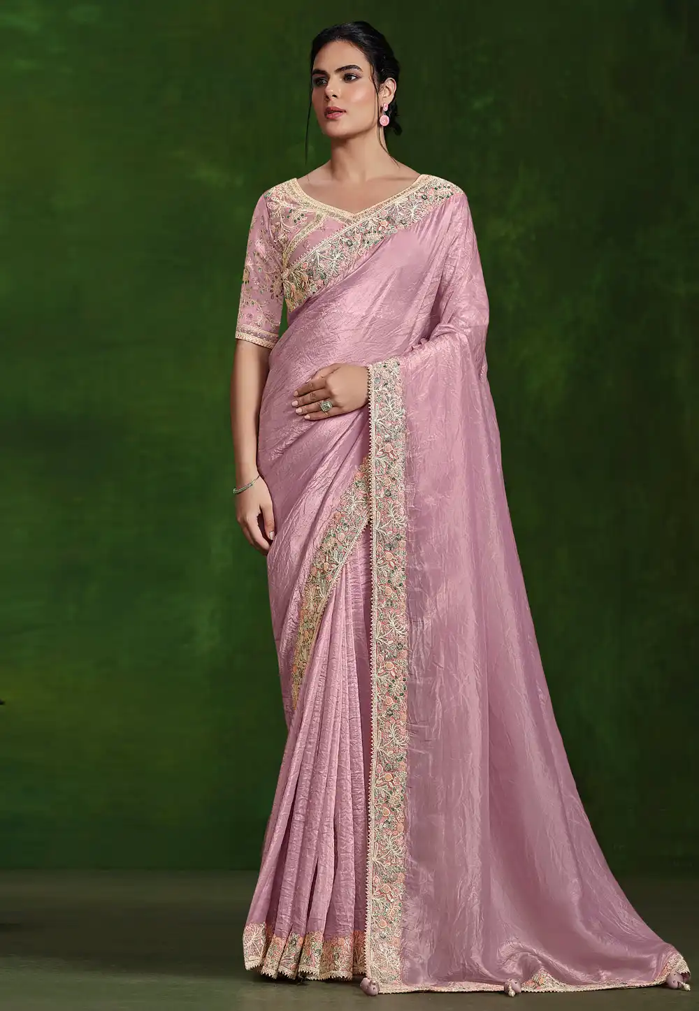 Pink Silk Saree With Blouse 294728