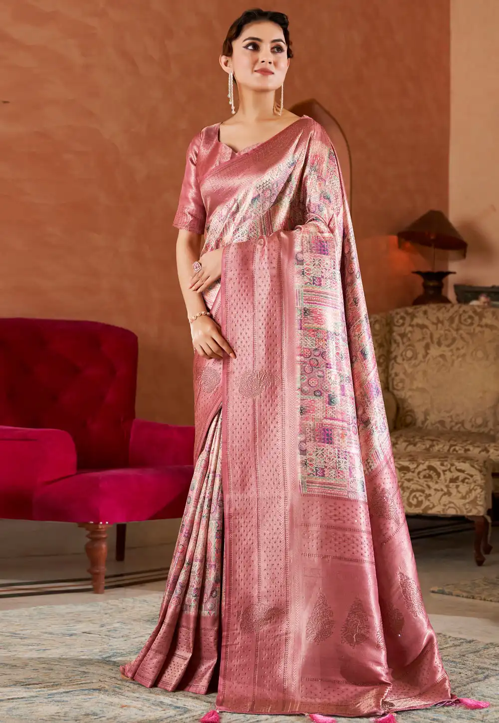 Pink Silk Saree With Blouse 290025