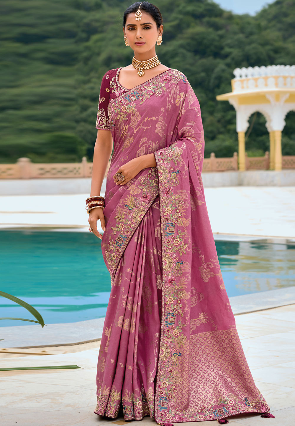 Pink Silk Saree With Blouse 305007