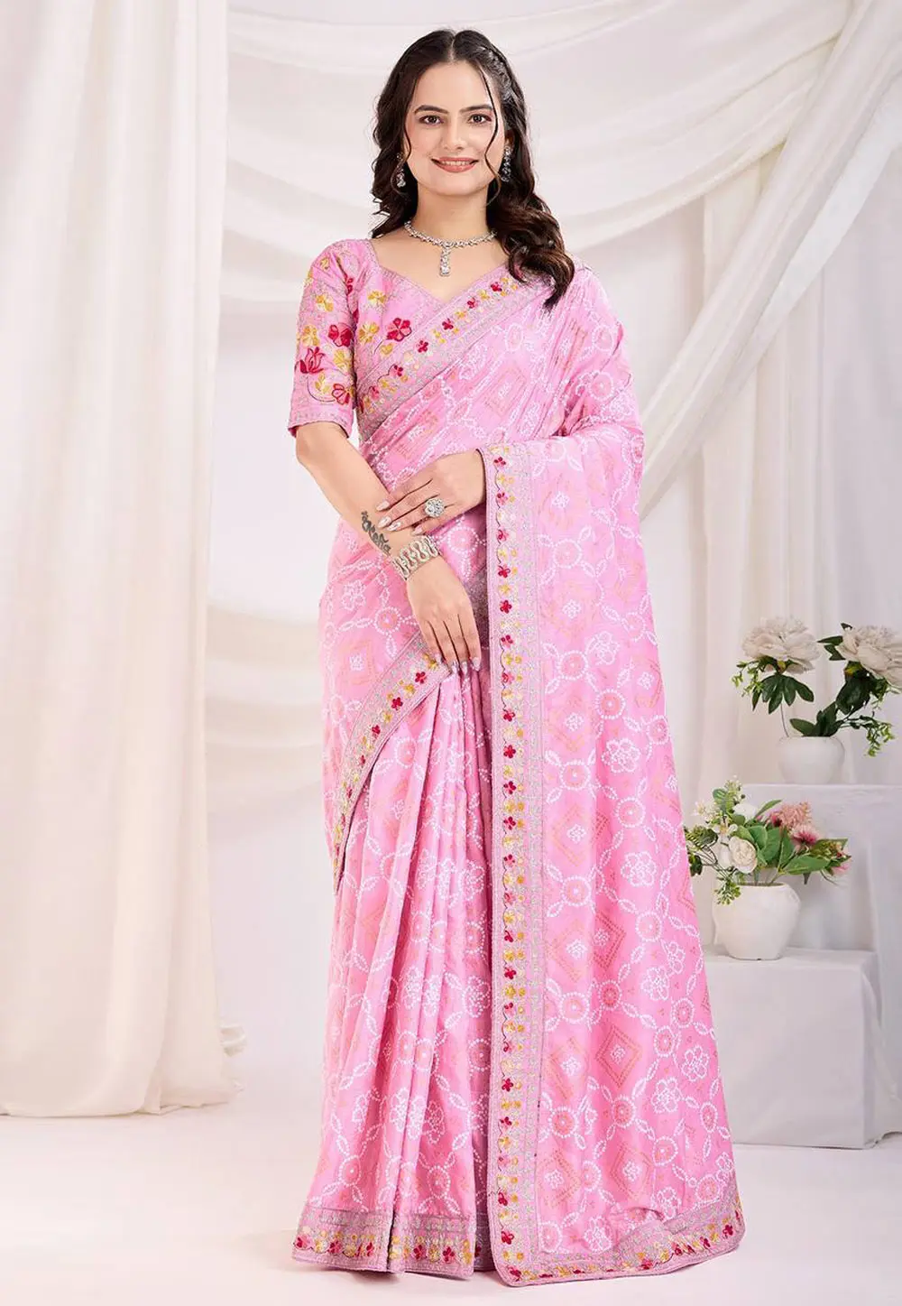 Pink Silk Saree With Blouse 303273