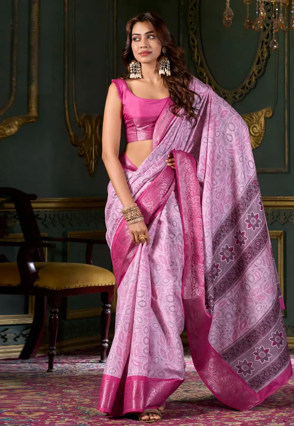 Pink Silk Saree With Blouse 296527