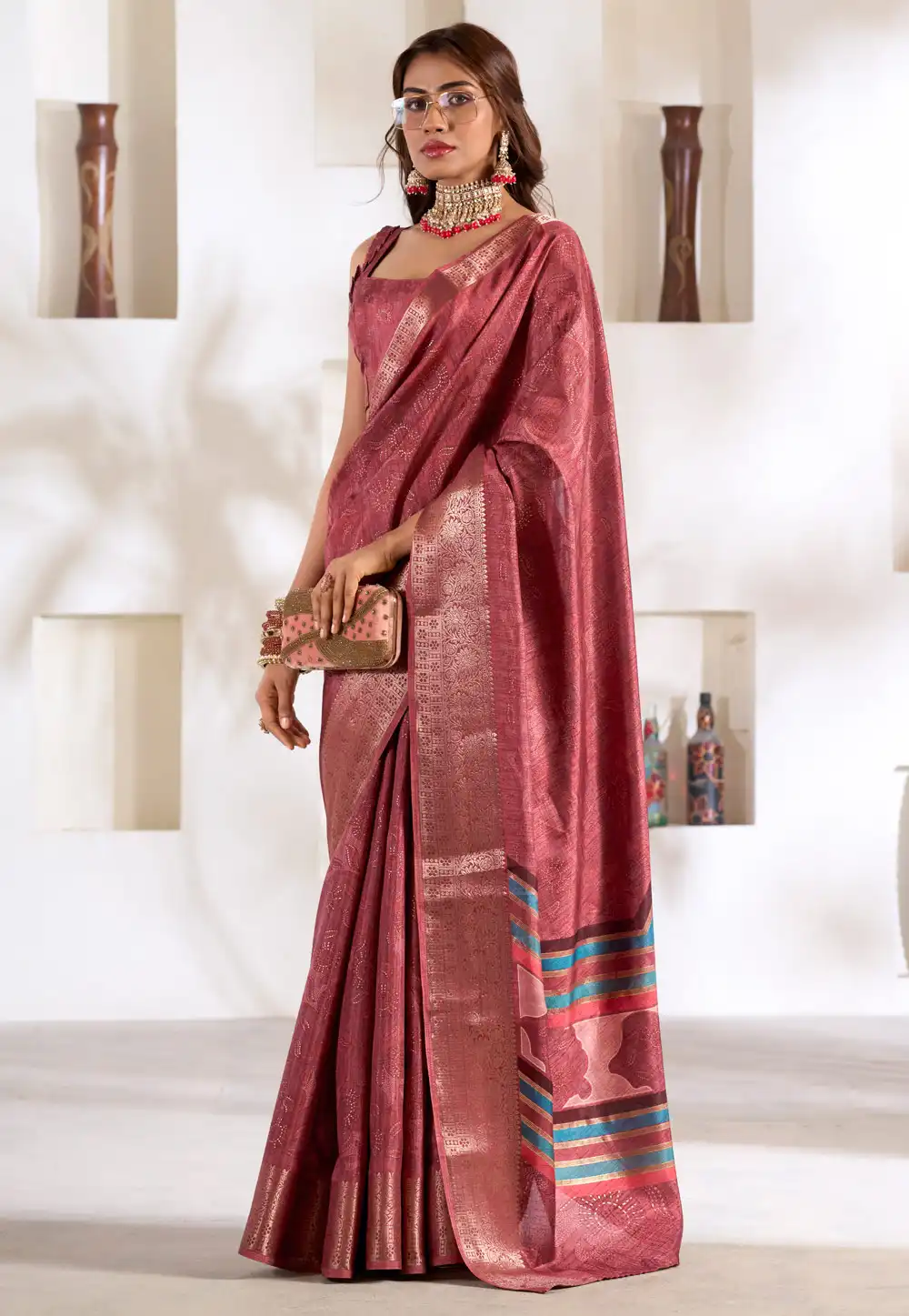 Pink Silk Saree With Blouse 291049