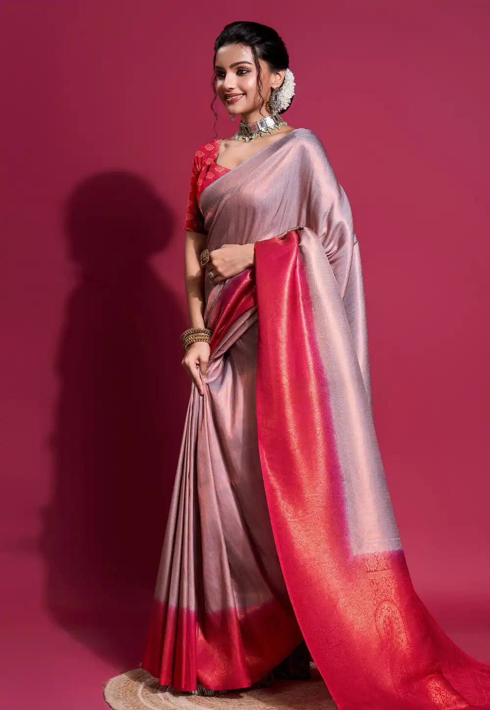 Pink Silk Saree With Blouse 289287