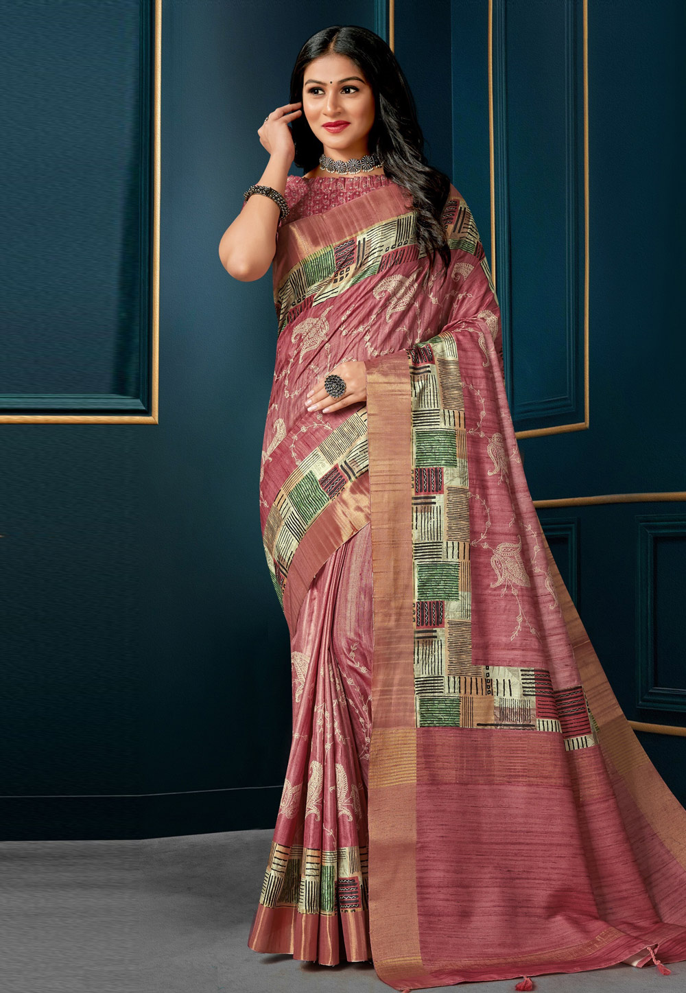 Pink Silk Saree With Blouse 279481