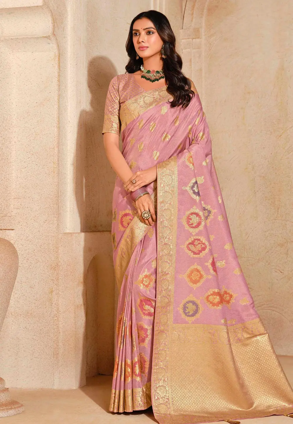 Pink Silk Saree With Blouse 304150