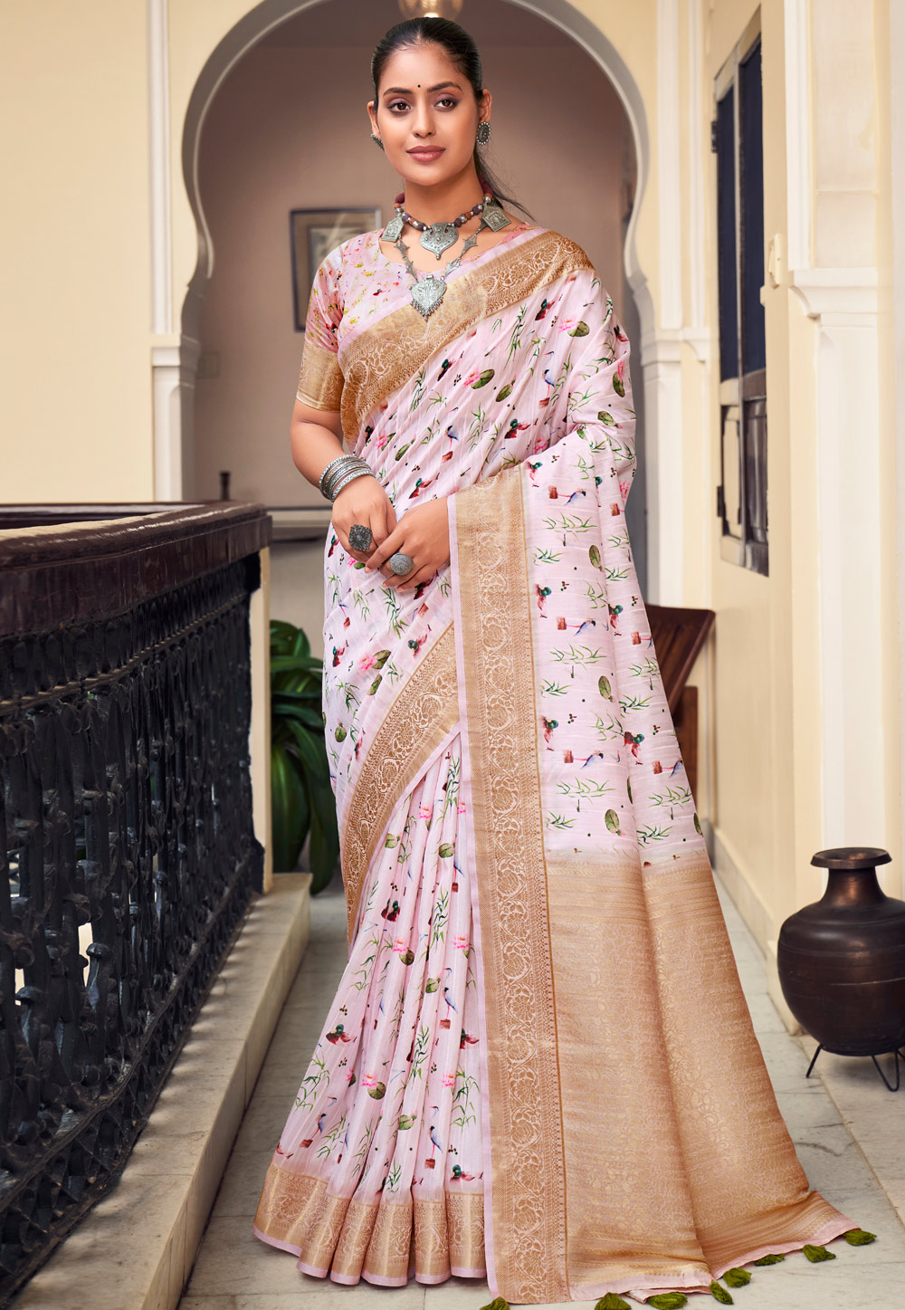 Pink Silk Saree With Blouse 278740