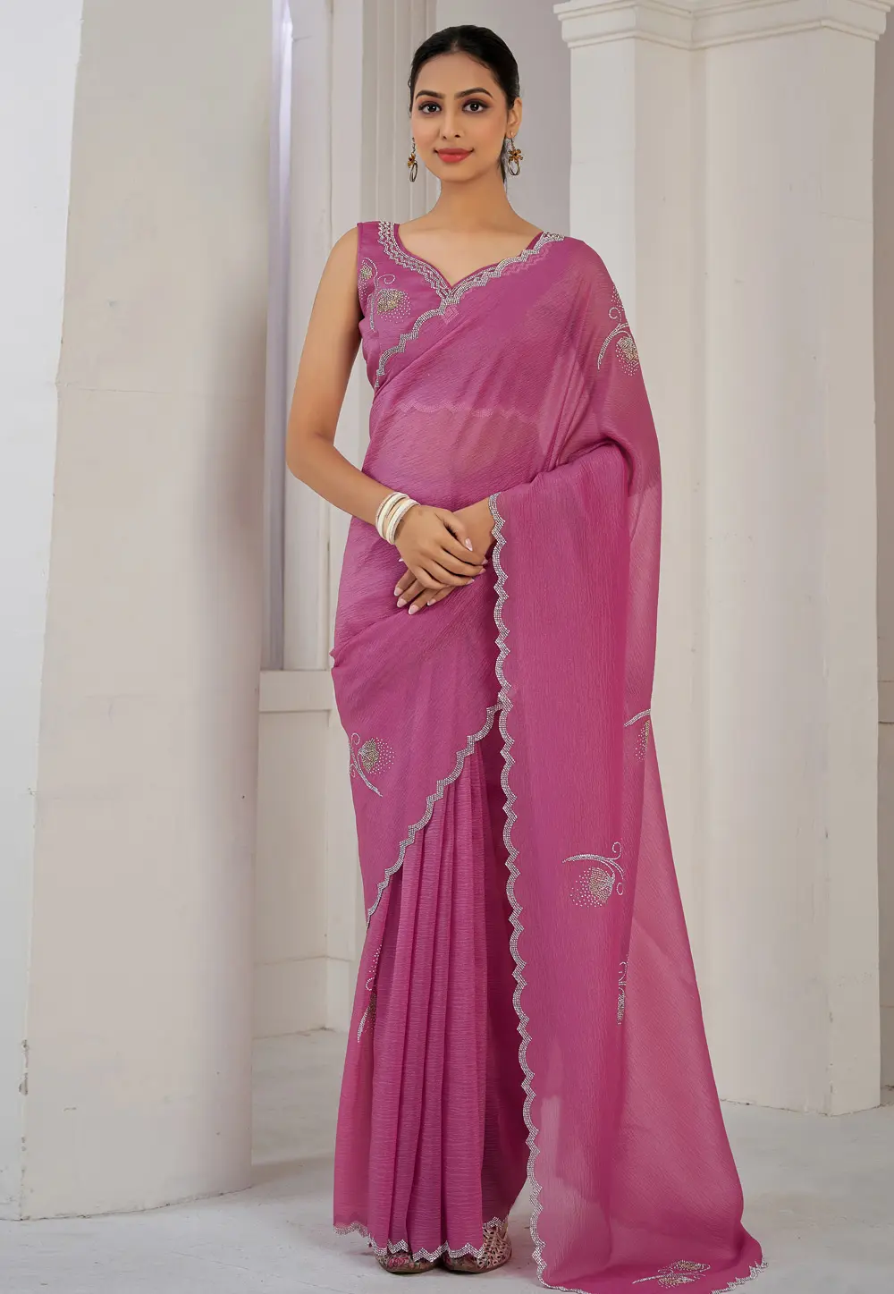 Pink Silk Saree With Blouse 299464