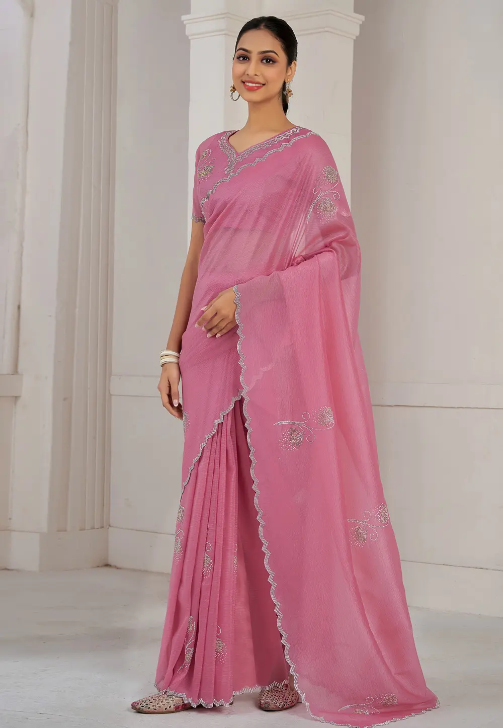 Pink Silk Saree With Blouse 299469