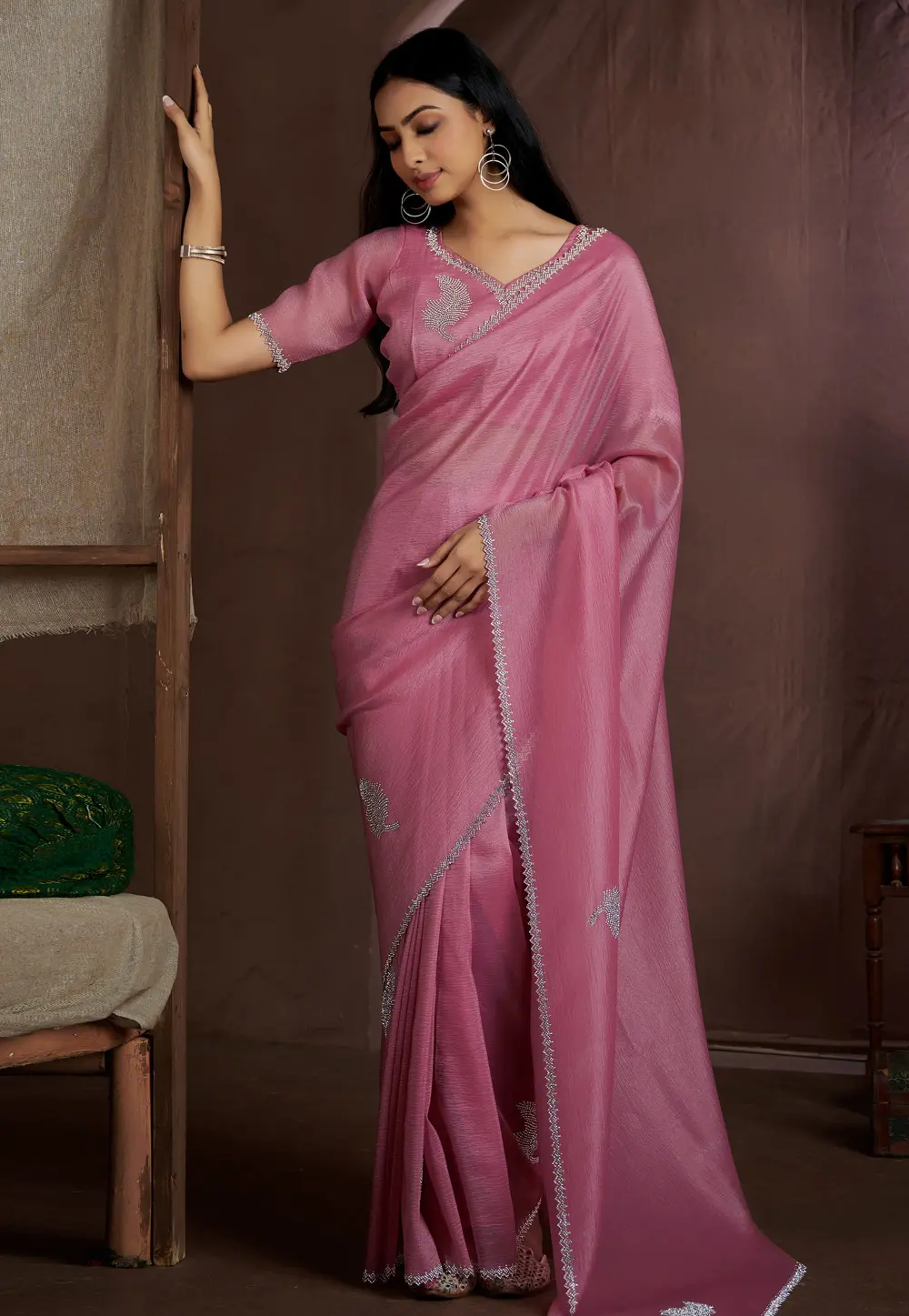 Pink Silk Saree With Blouse 300557