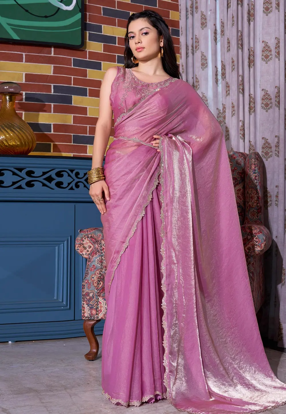 Pink Silk Saree With Blouse 301051