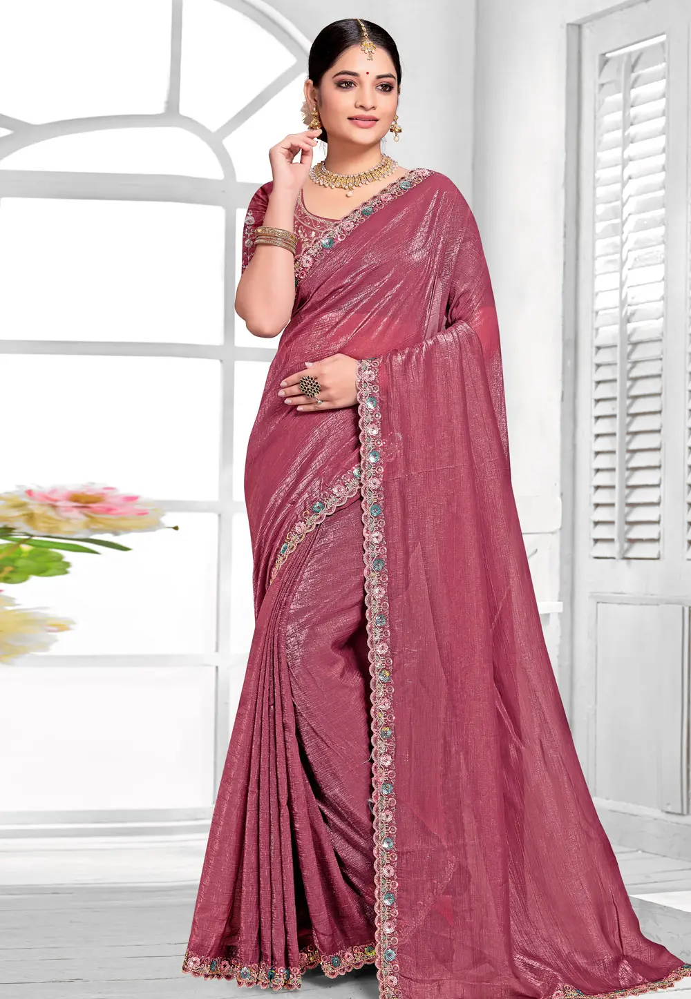 Pink Silk Saree With Blouse 303614