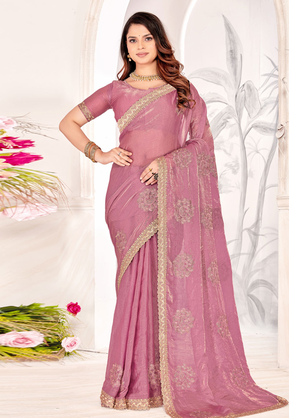 Pink Silk Saree With Blouse 311021