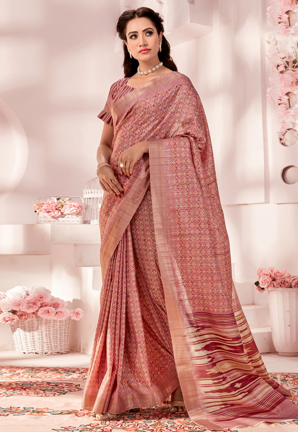 Pink Silk Saree With Blouse 285823