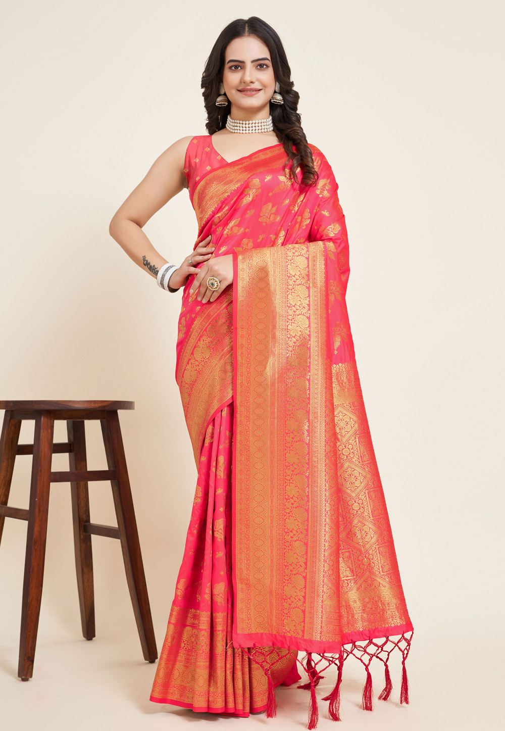 Pink Silk Saree With Blouse 279347