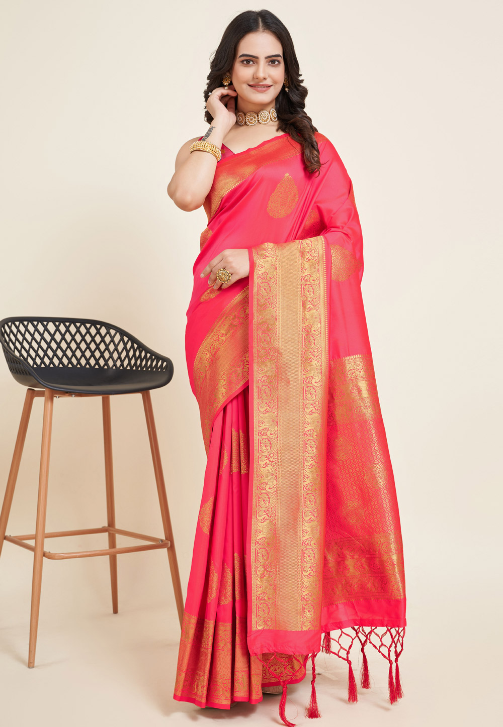 Pink Silk Saree With Blouse 281256