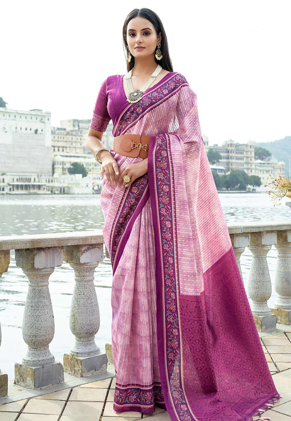Pink Silk Saree With Blouse 284780