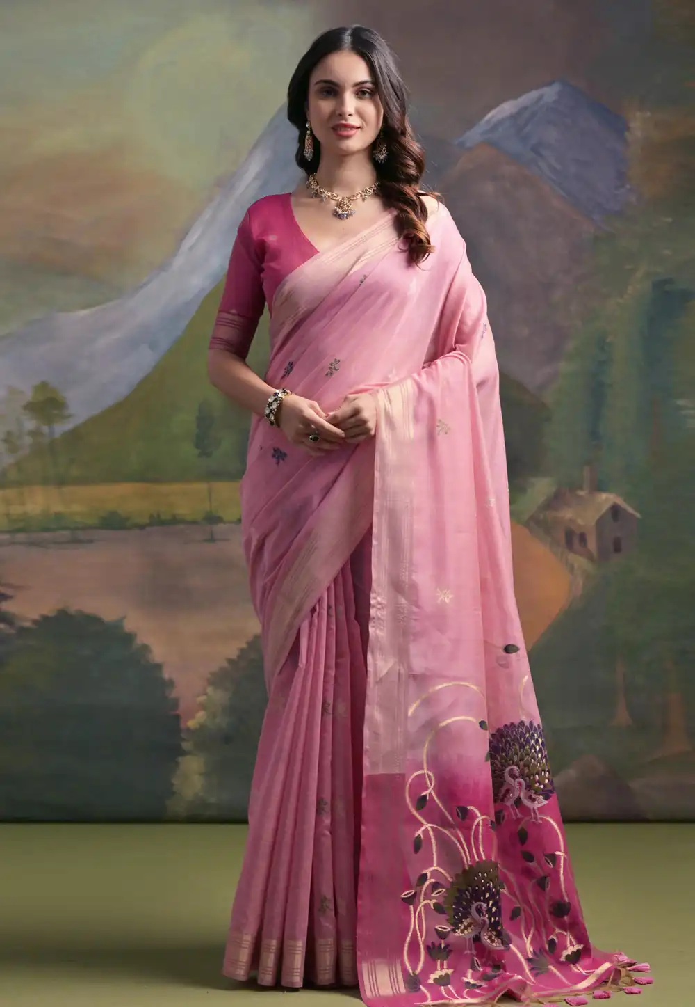 Pink Silk Saree With Blouse 292439