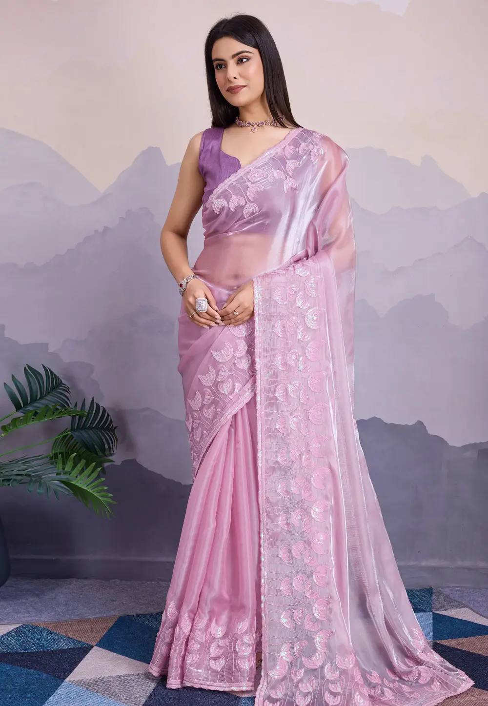 Pink Silk Saree With Blouse 295496