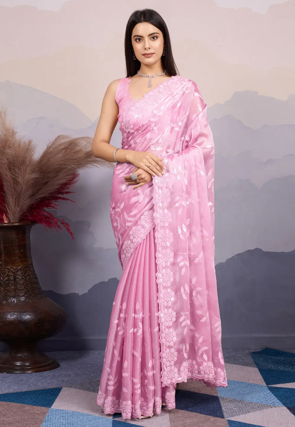 Pink Silk Saree With Blouse 295537