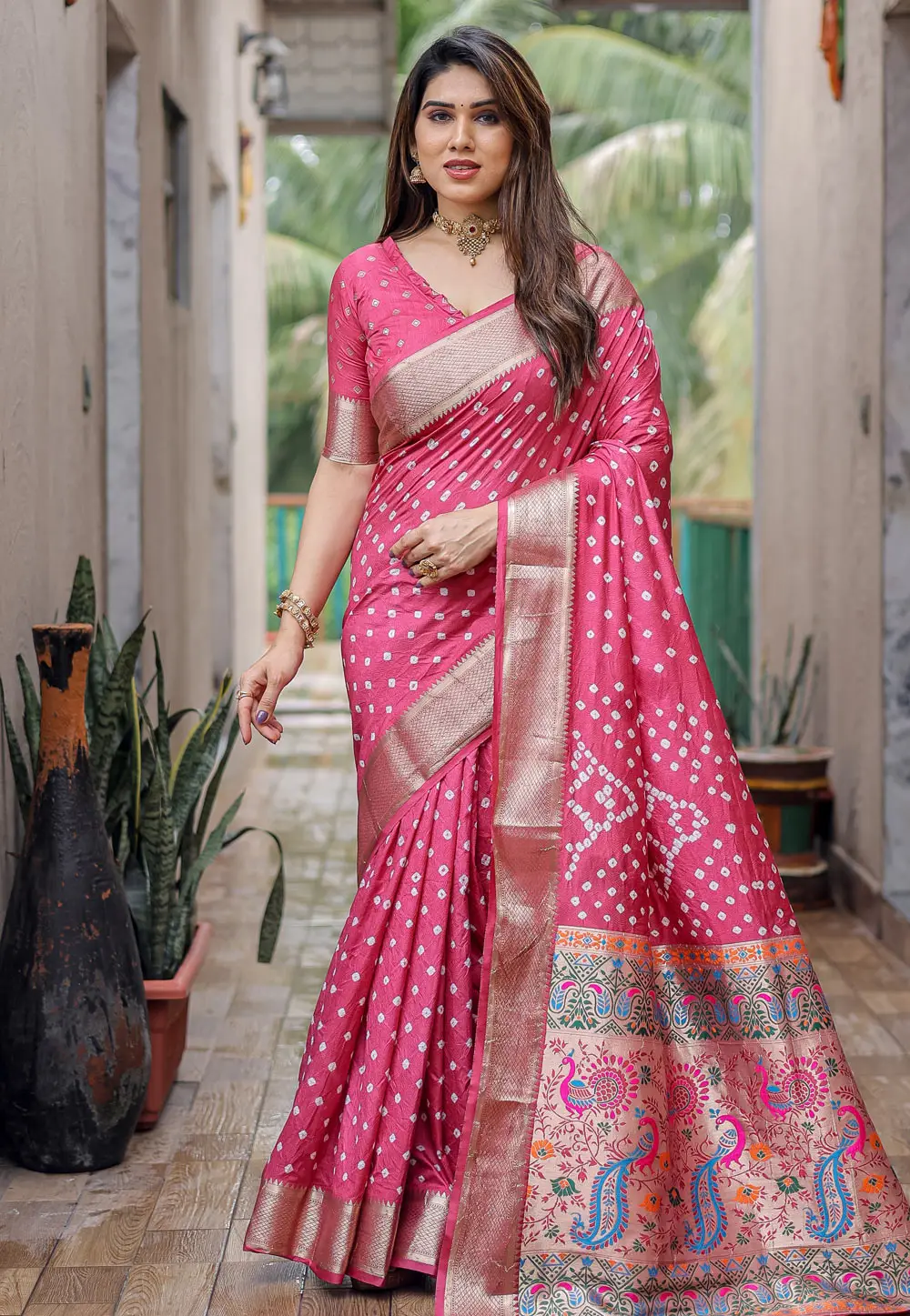 Pink Silk Saree With Blouse 295699