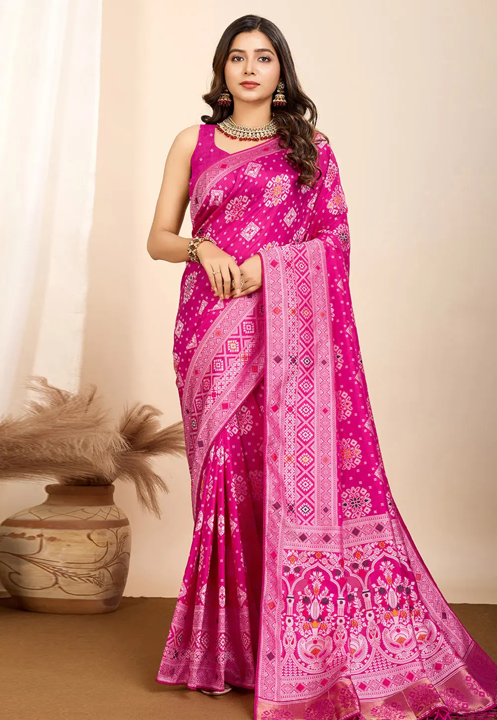 Pink Silk Saree With Blouse 304114