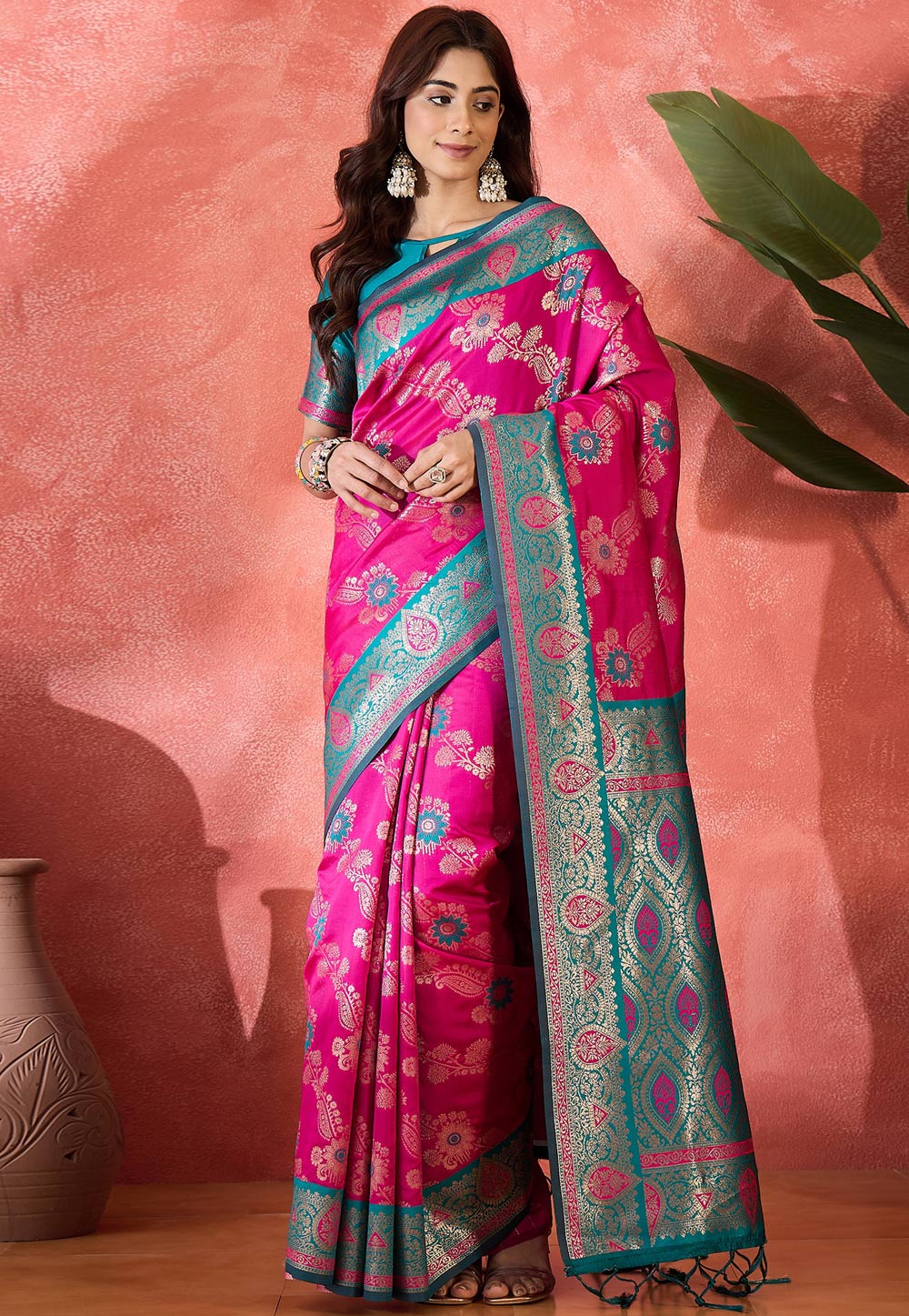 Pink Silk Saree With Blouse 310693