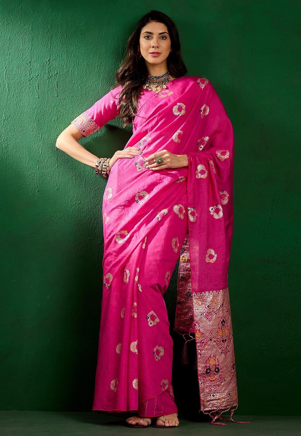 Pink Silk Saree With Blouse 283531