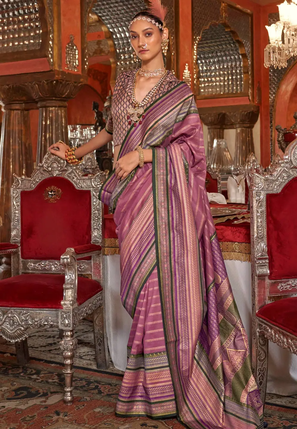 Pink Silk Saree With Blouse 296420