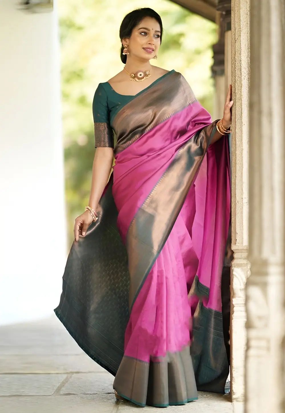 Pink Silk Saree With Blouse 301200