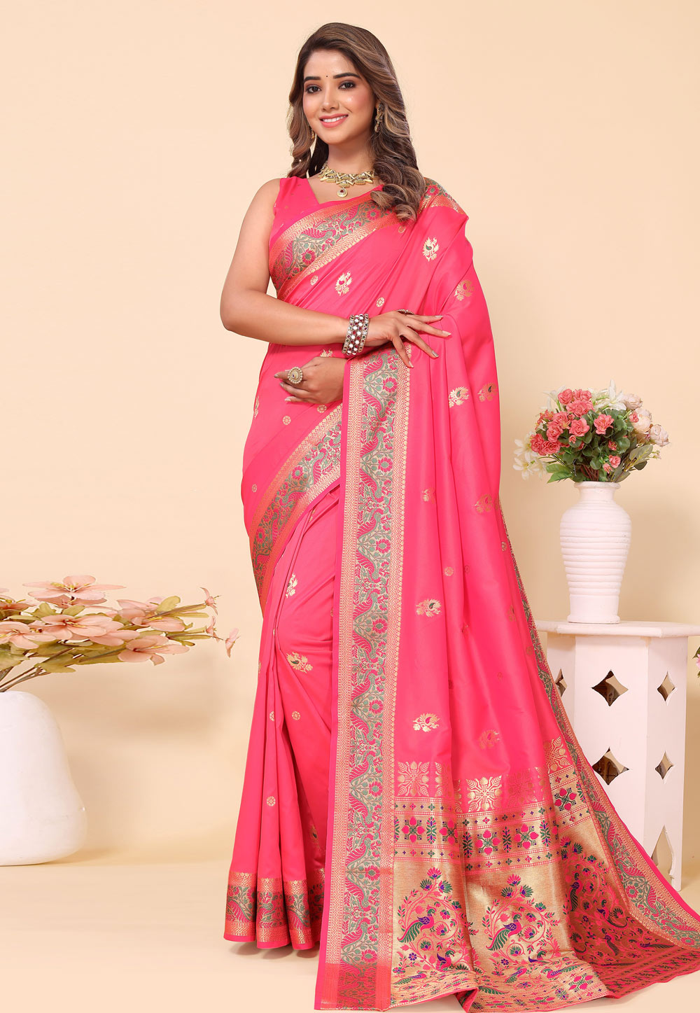 Pink Silk Saree With Blouse 283405