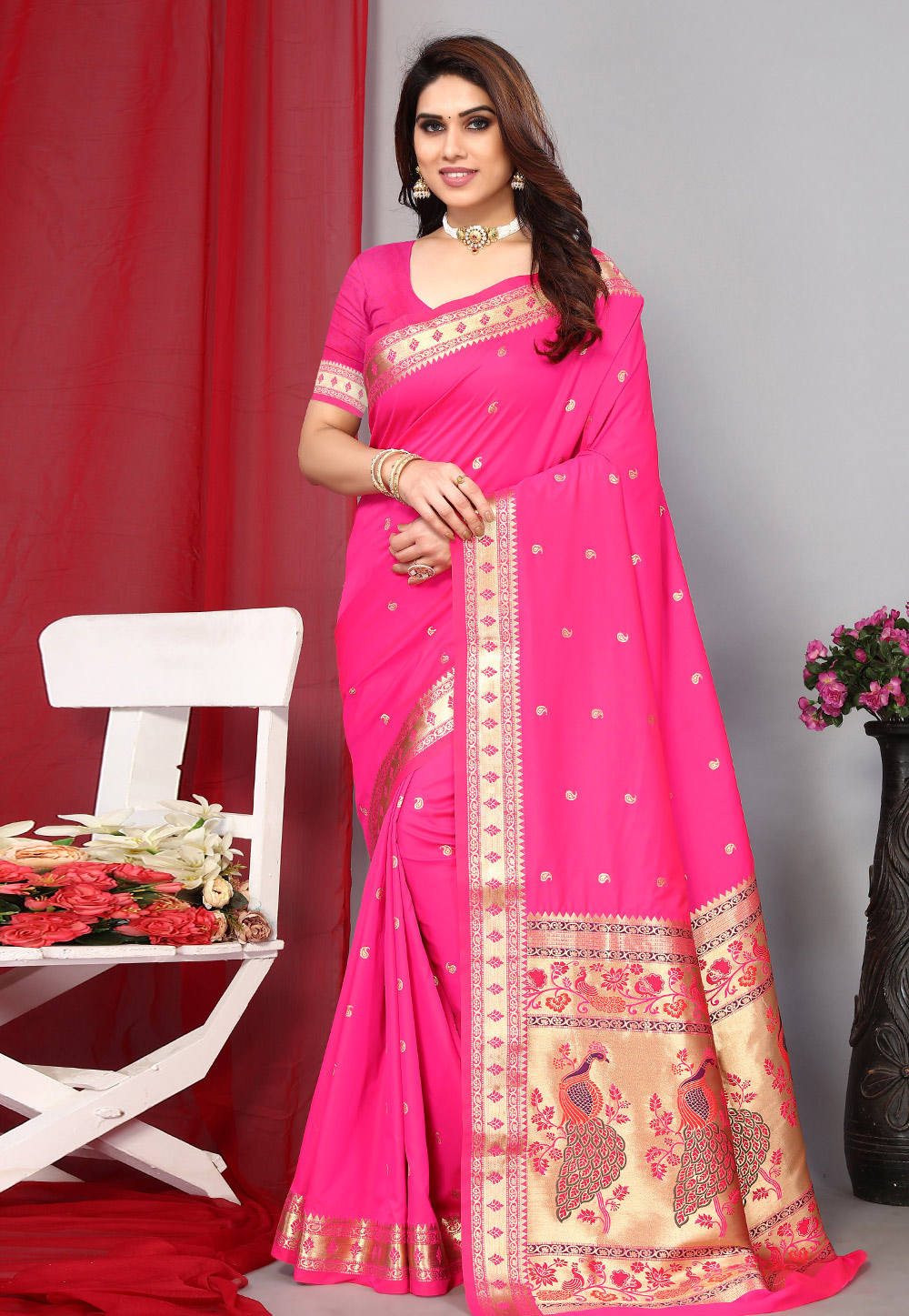 Pink Silk Saree With Blouse 283437
