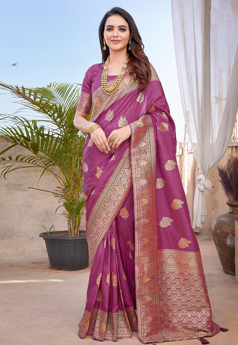 Pink Silk Saree With Blouse 286013