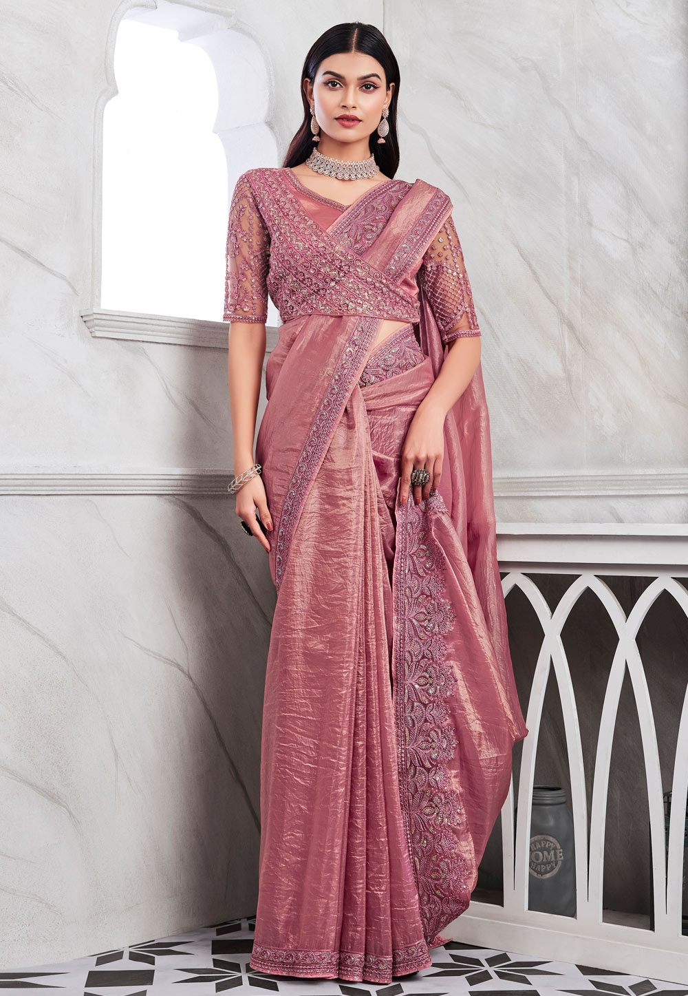Pink Silk Saree With Designer Blouse 283838