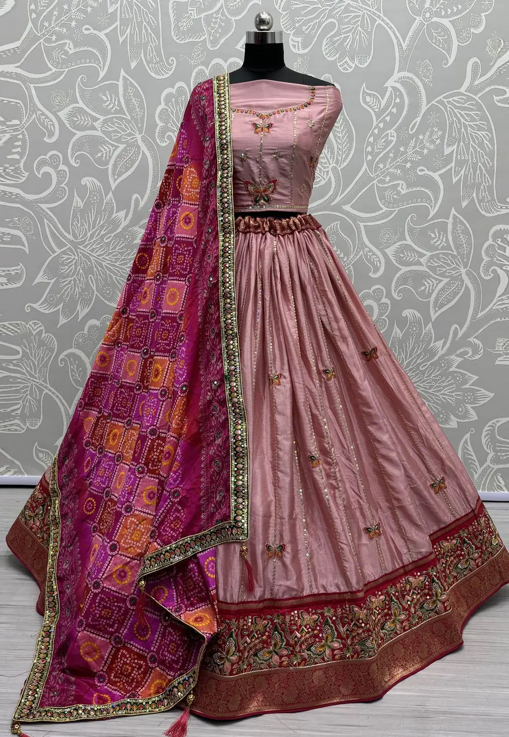 Pink Silk Wedding Lehenga Choli 296992