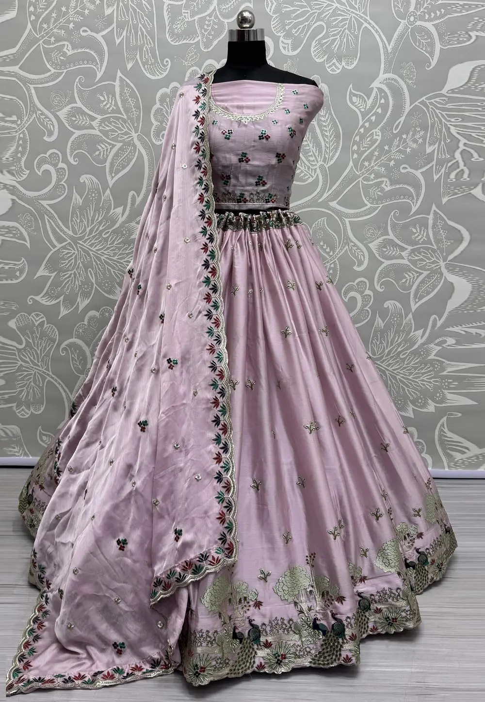 Pink Silk Wedding Lehenga Choli 299739