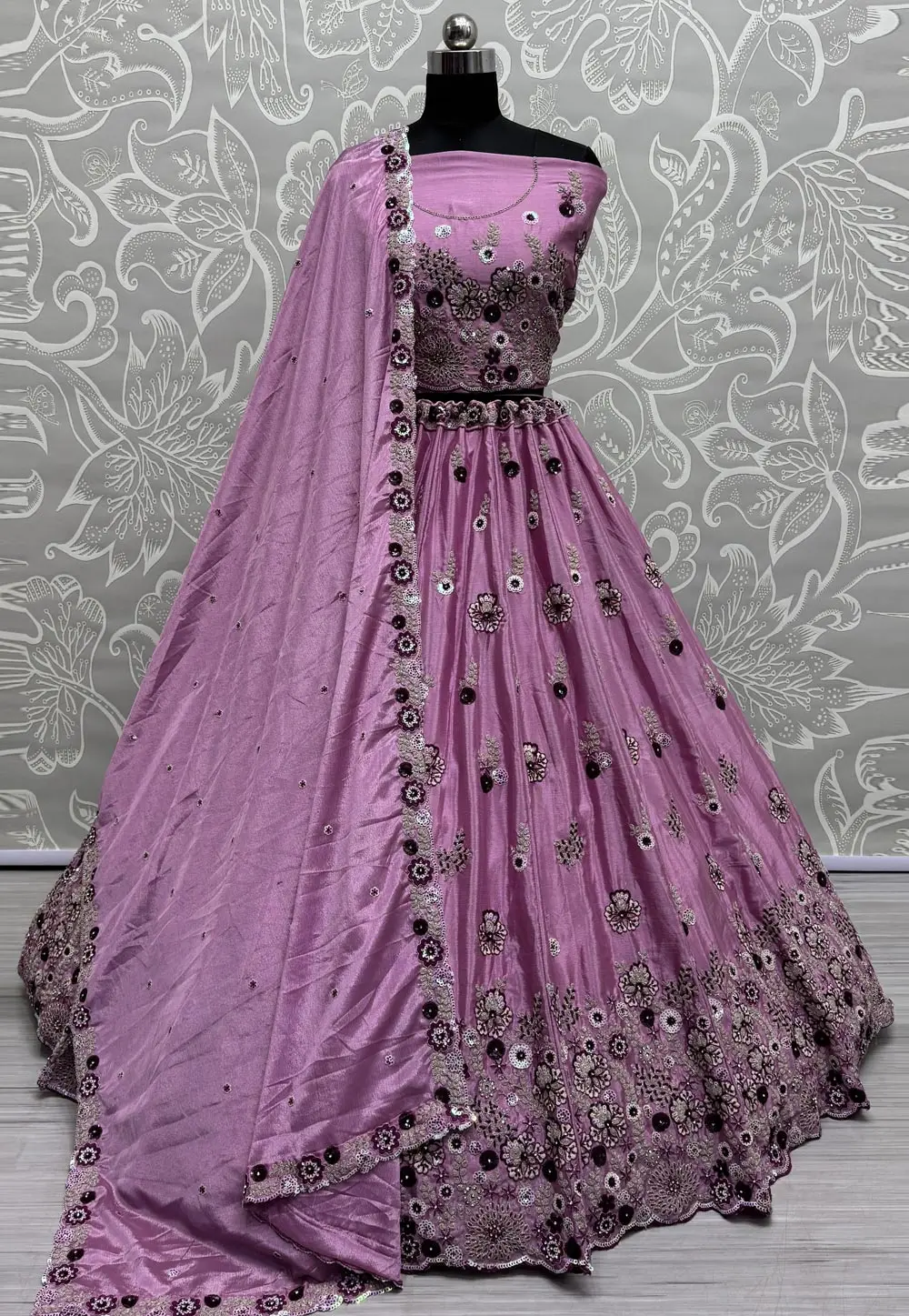 Pink Silk Wedding Lehenga Choli 299744