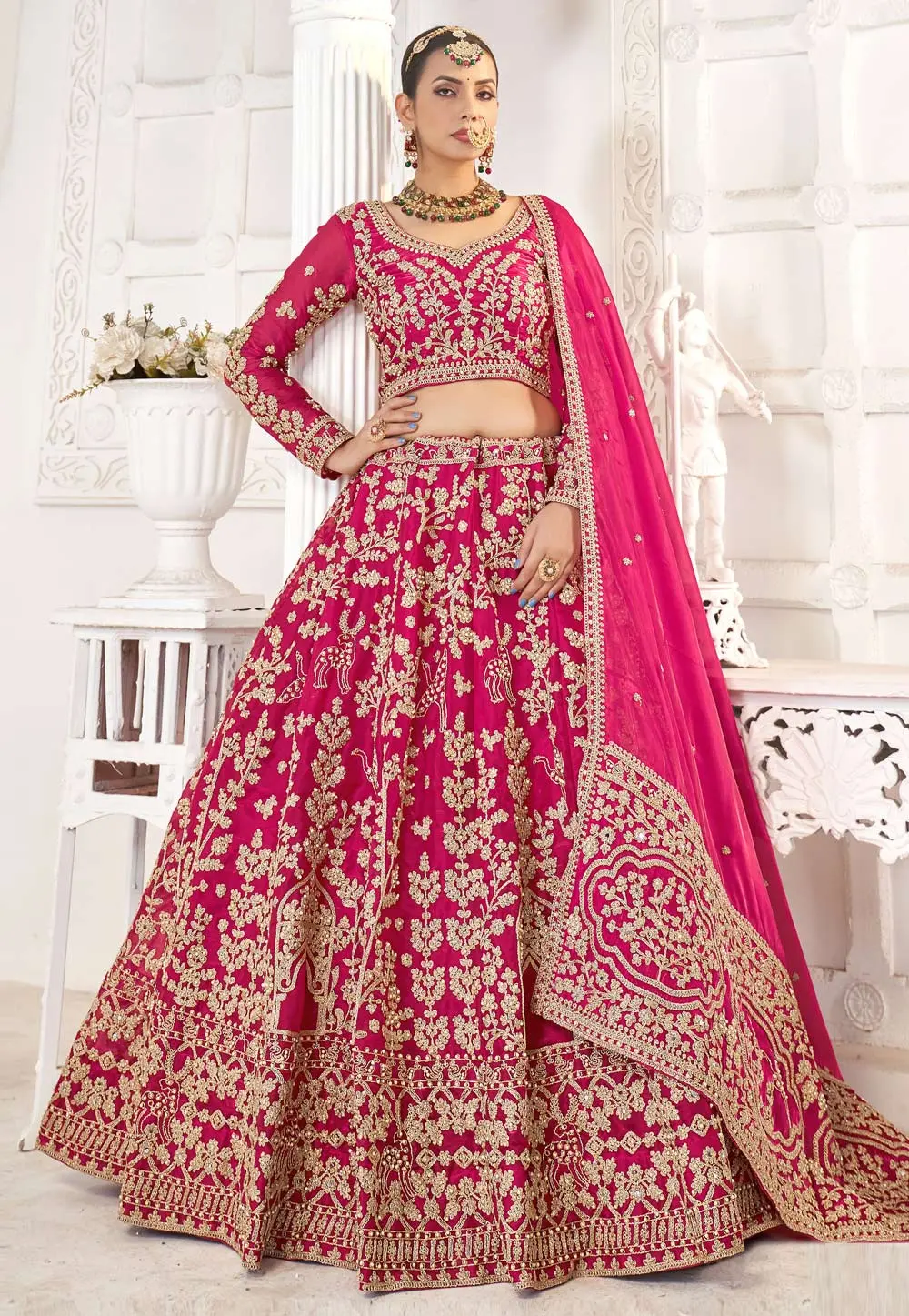 Pink Silk Wedding Lehenga Choli 304763