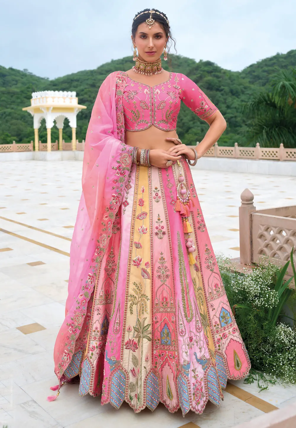 Pink Silk Wedding Lehenga Choli 298239