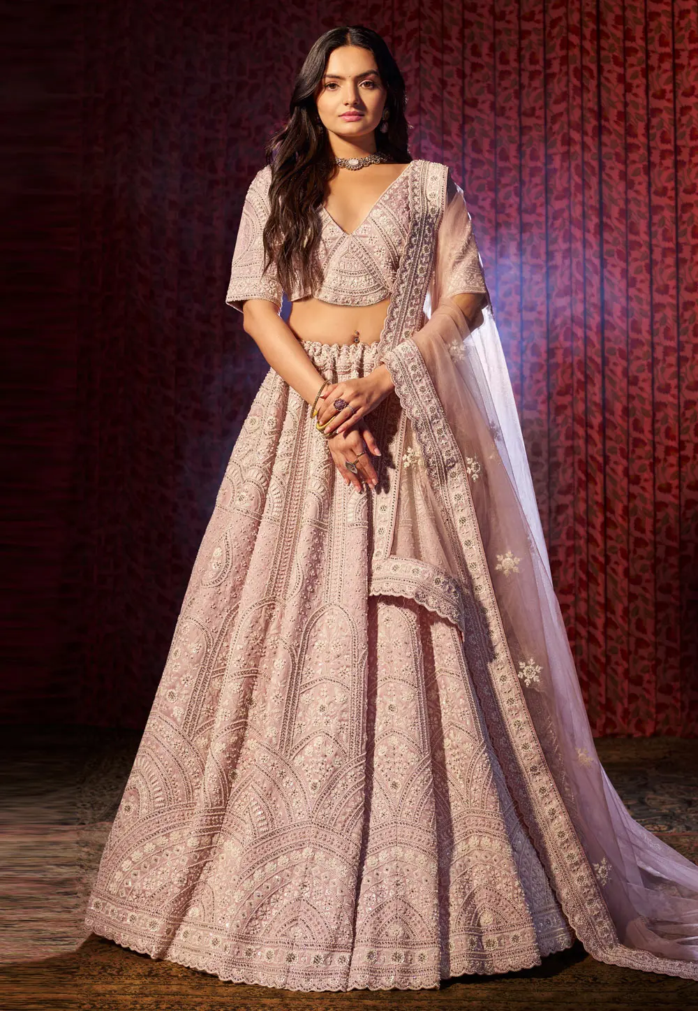 Pink Silk Wedding Lehenga Choli 299542