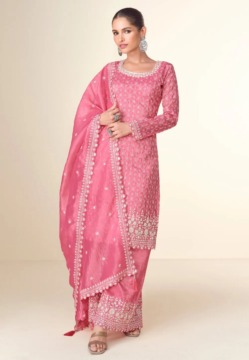 Pink Tissue Pakistani Suit 297315