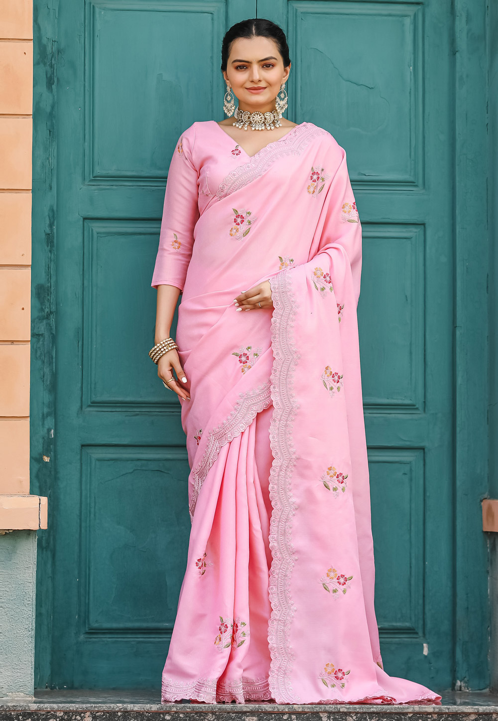 Pink Tussar Saree With Blouse 287671